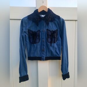 Vintage 90s Coquette Denim Jacket with Velvet & Crochet Lace | Taylor G. | S